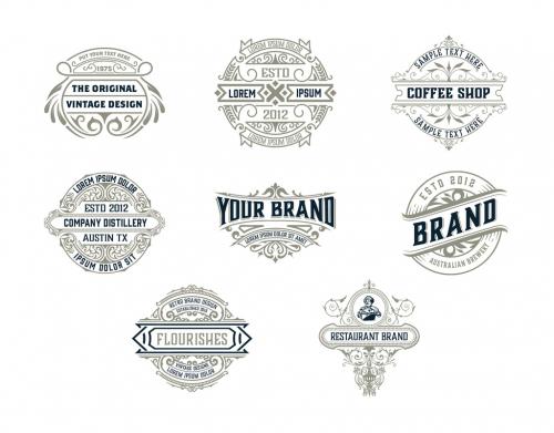 Set of 8 Vintage Logos and Badges - 473847533