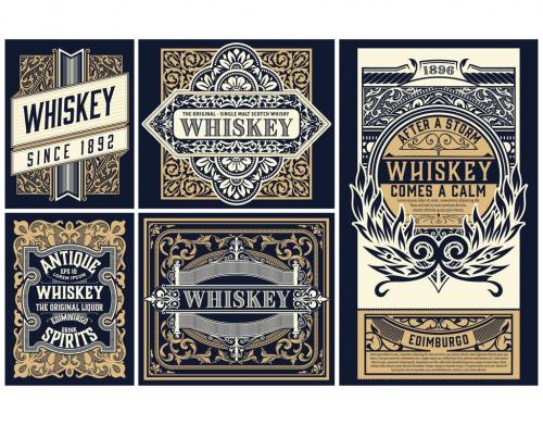 Set of 6 Vintage Labels for Packing - 473847536