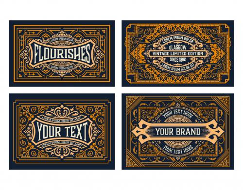 Set of 4 Vintage Labels for Packing - 473847538