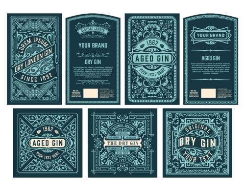 Set of 7 Vintage Labels for Packing - 473847542