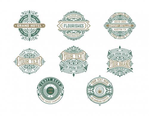 Set of 8 Vintage Logos and Badges - 473847543