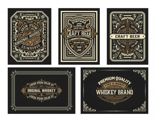 Set of 5 Vintage Labels for Packing - 473847546