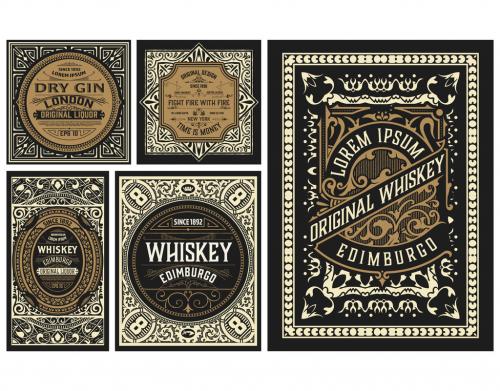 Set of 5 Vintage Labels for Packing - 473847552