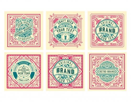 Set of 6 Vintage Labels for Packing - 473847556