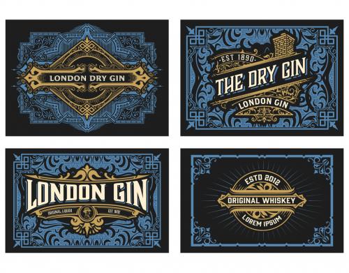 Set of 4 Vintage Labels for Packing - 473847561