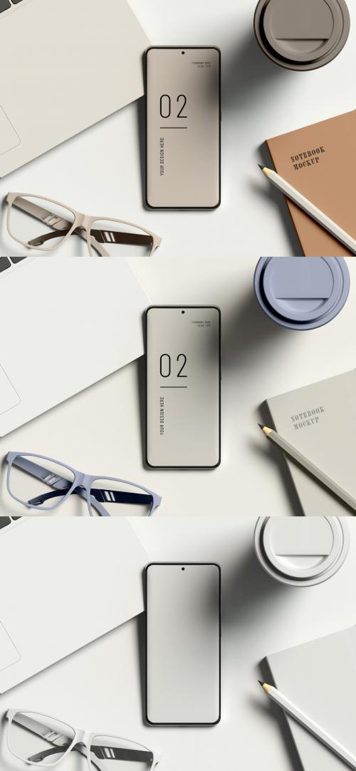 Smartphone with Office Items Mockup - 473849008