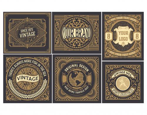 Set of 6 Vintage Labels for Packing - 474092441