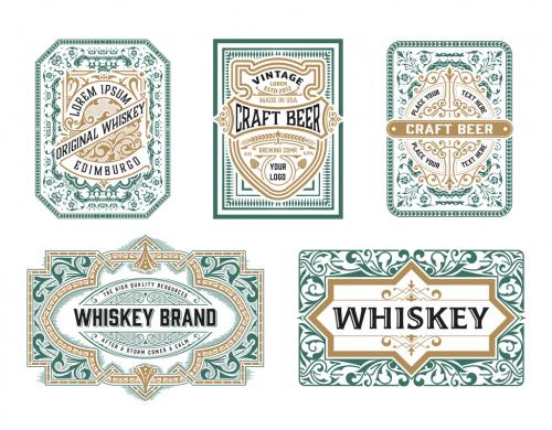 Set of 5 Vintage Labels for Packing - 474092443