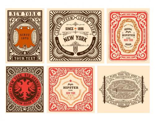 Set of 6 Vintage Labels for Packing - 474092446