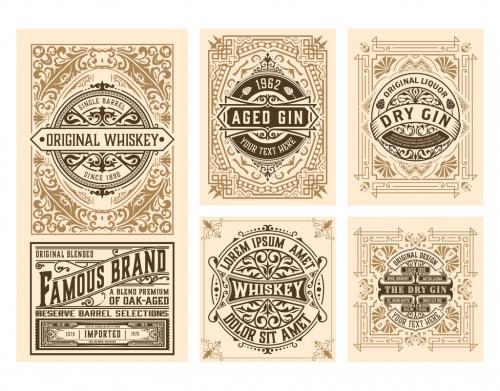 Set of 5 Vintage Labels for Packing - 474092447