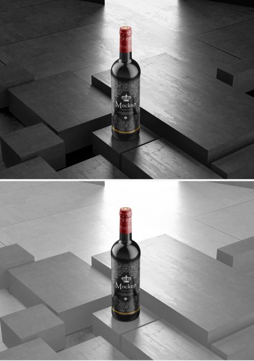 Red Wine Bottle Mockup - 474281166