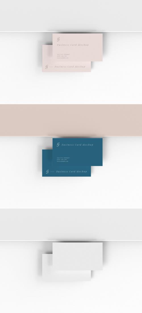 Top View of Two Business Cards Mockup - 474281528