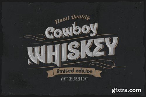 Cowboy Whiskey - vintage label layered font XGVCGN7