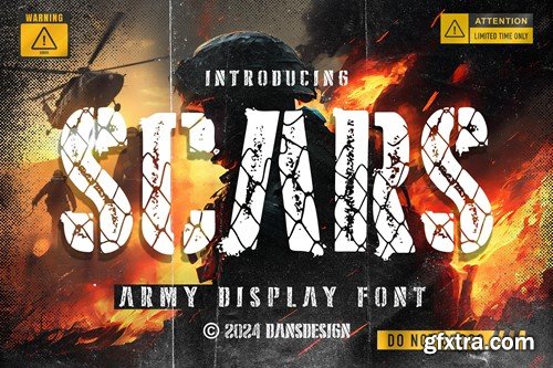 SCARS Display Stencil Army Font TNDM736