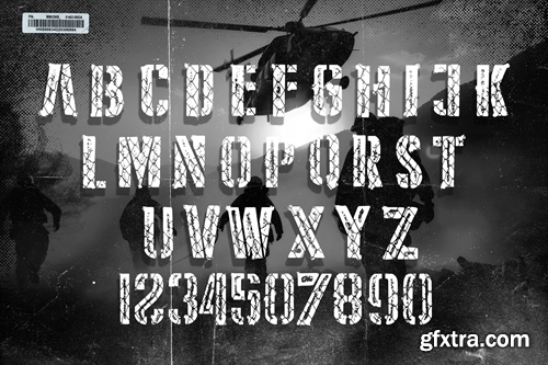 SCARS Display Stencil Army Font TNDM736