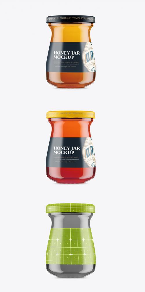 Honey Glass Jar Mockup - 474777629