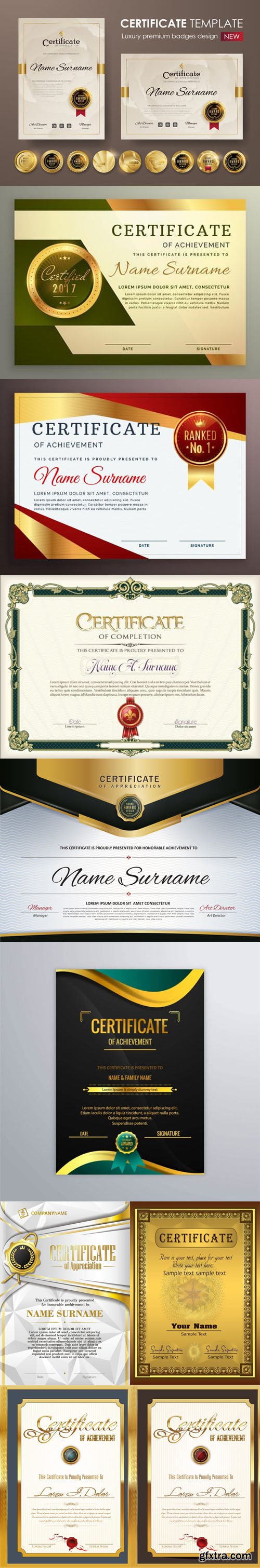 10 Premium Luxury Certificate - Vector Design Templates