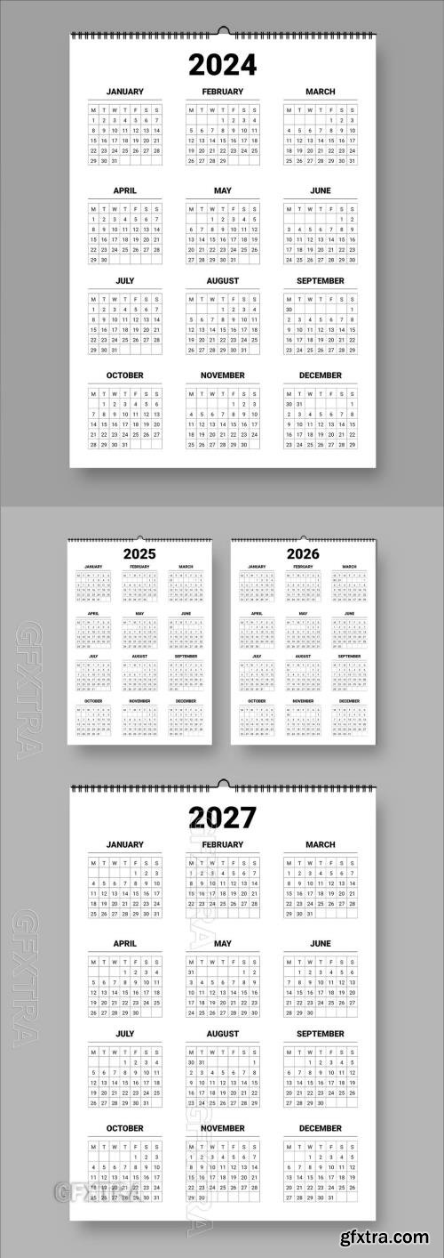 Wall Calendar 2024 to 2027 675810803