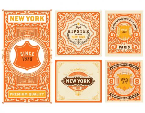 Set of 5 Vintage Labels for Packing - 476113040