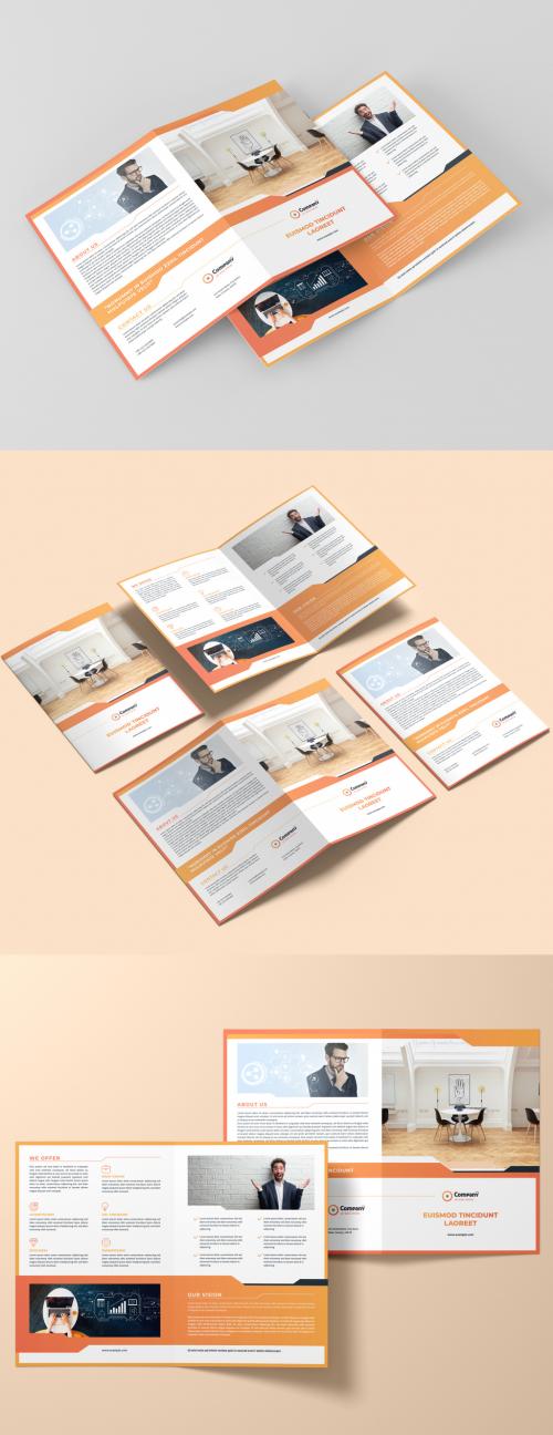 Bifold Brochure Layout with Orange Gradient Accents - 476113507