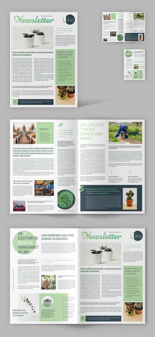 Newsletter Layout with Green Accents - 476113518