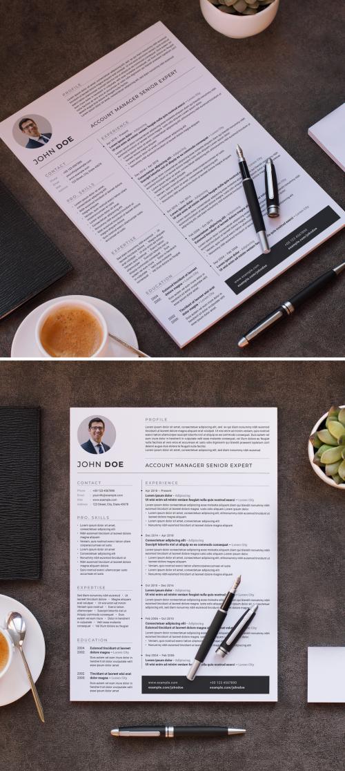 Resume Layout with Black Accents - 476113528