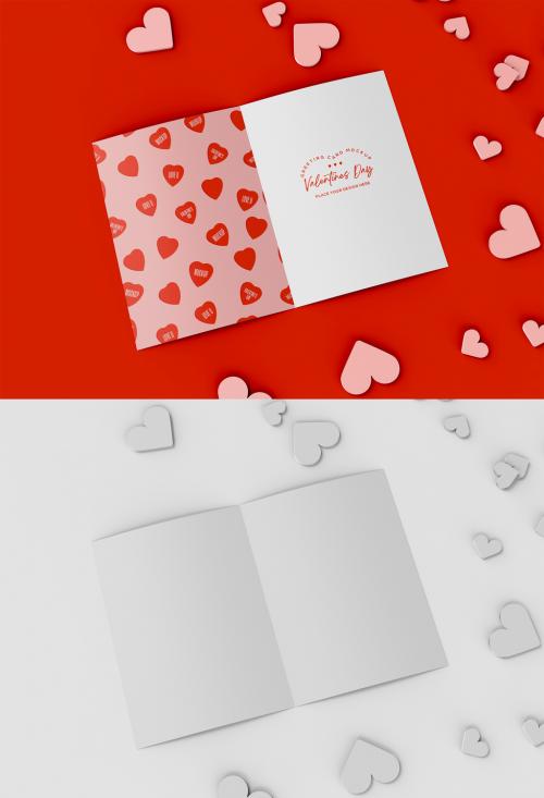 3D Top View of Valentine's Day Card Mockup - 476113940
