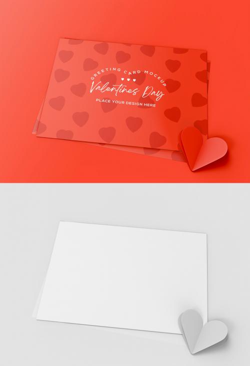3D Top View of Valentine's Day Postcard Mockup - 476113948