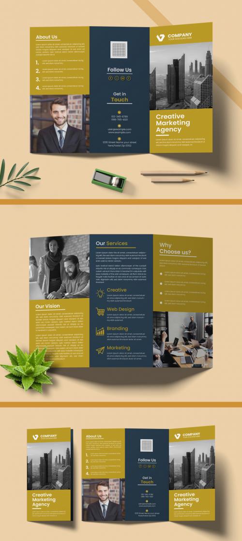 Business Trifold Brochure Layout Design 2022 - 478192161