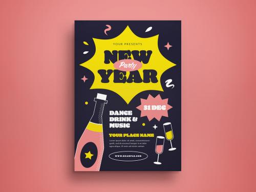 New Year Party Flyer Layout - 478192470