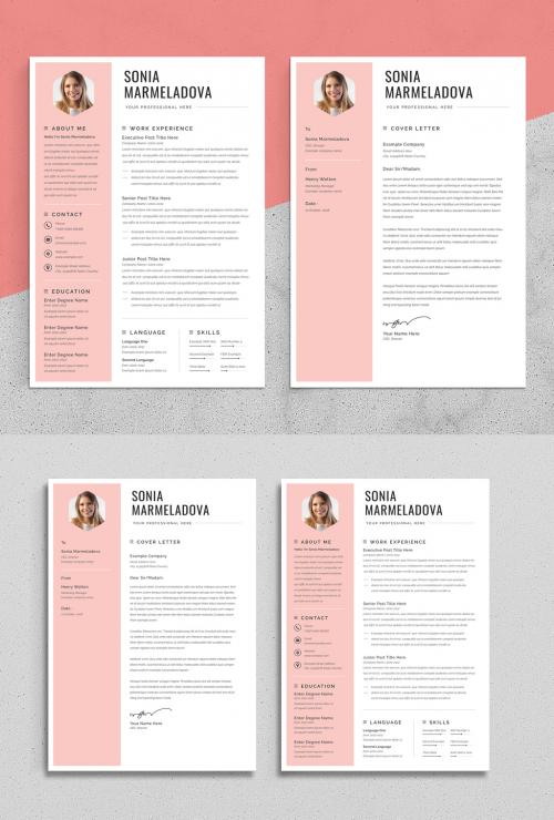 Pink Accent Resume Layout - 478192559