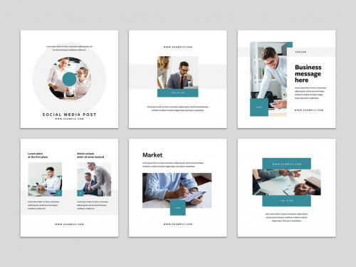 Business Social Media Post Layouts with Teal Accent - 478610238