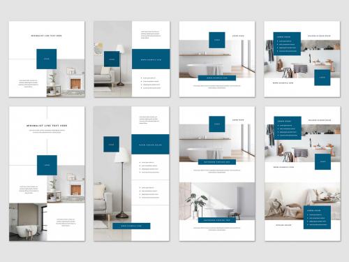 Blue Set of Square and Story Mobile Layouts - 478610240