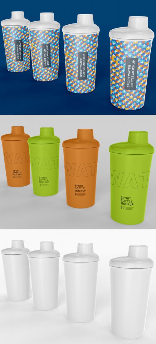 Four Sport Water Bottle Mockup - 479083429