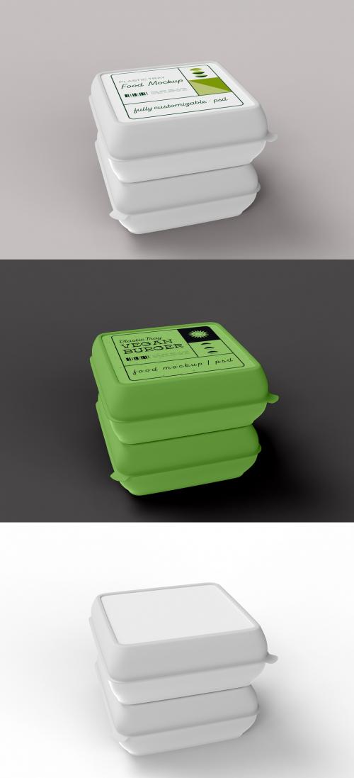 Two Burger Plastic Tray Mockup - 479083443