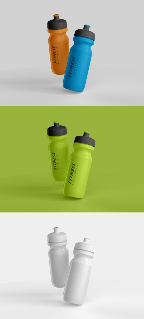 Two Plastic Water Bottle Mockup