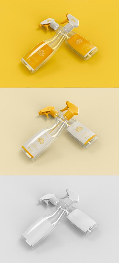 Spray Cleaner Bottles Mockup