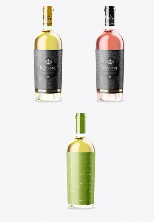 White Wine Bottle Colored Mockup