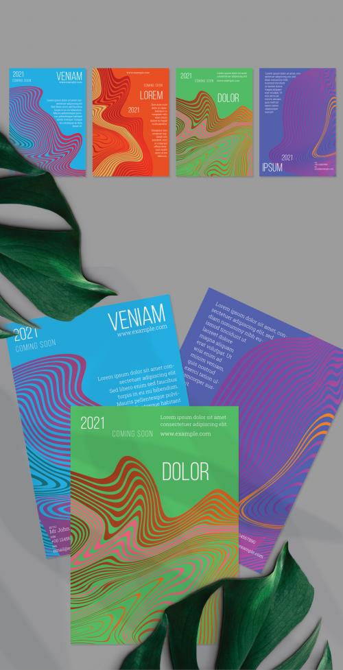 Flyer Layout with Marble Flat Abstract Elements