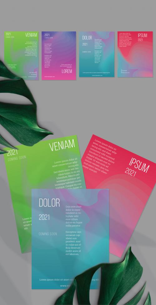 Flyer Layout with Futuristic Wavy Gradient Blend Shapes