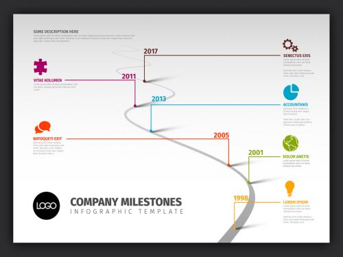 Infographic Road Timeline with Pointers