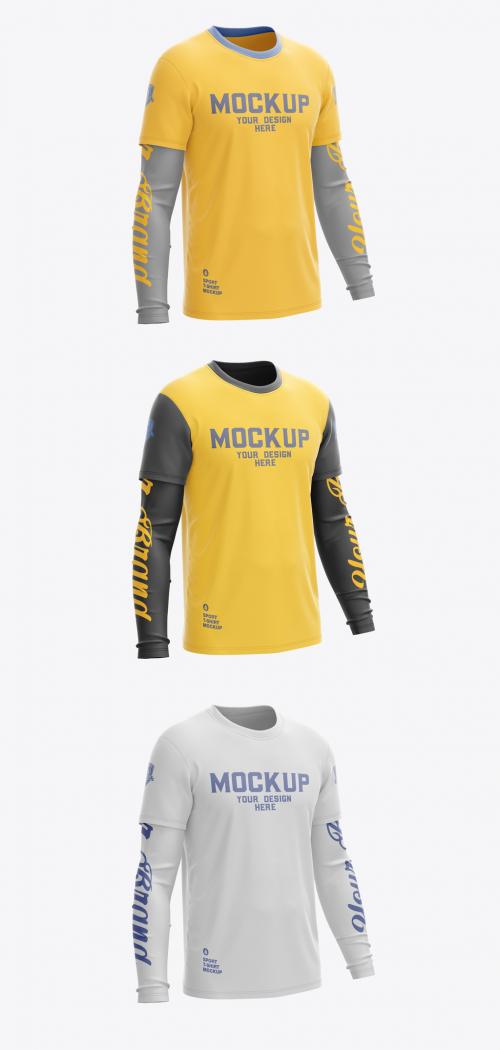 Men’S Double Sleeve T-Shirt Mockup