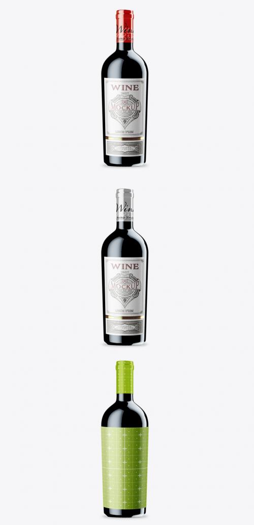 Glass Red Wine Bottle Mockup