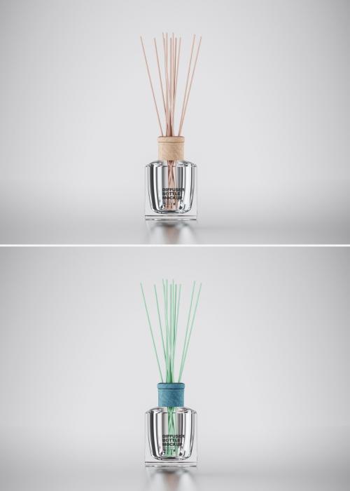 Reed Diffuser Glass Bottle with Box Mockup