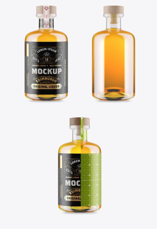 Whiskey Glass Bottle Mockup