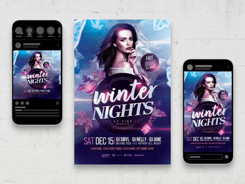 Winter Nights Nightclub Party Event Flyer