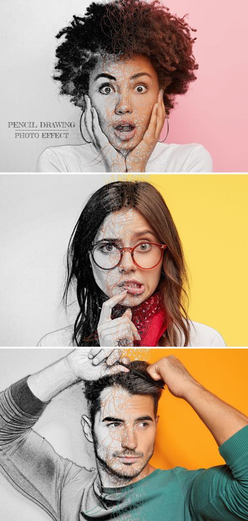 Pencil Drawing Photo Effect Mockup