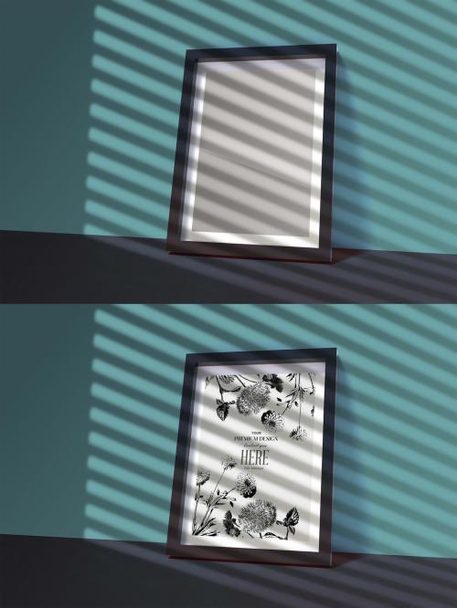 Minimalistic Scandinavian Frame Mockup with Window Blinds Shadows