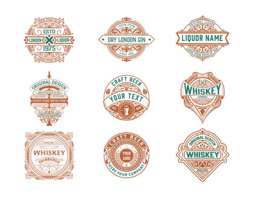 Set of 9 Vintage Logos and Badges