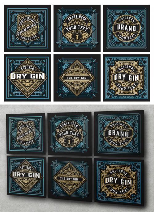 Set of 6 Vintage Labels for Packing